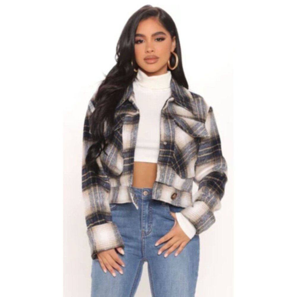 Spoon Jeans Y2K Plaid Cropped Hooded Flannel Jacket cottagecore, boho